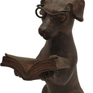 Young's Inc Resin Reading Dog with Glasses
