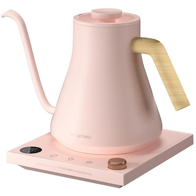 INTASTING Electric Kettles, Gooseneck Electric Kettle, ±1℉ Temperature Control, Stainless Steel Inner, Quick Heating, for Pour Over Coffee, Brew Tea, Boil Hot Water, 0.9L Pink