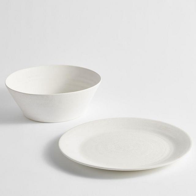 Larkin Melamine Serve Bowl and Platter Set - White