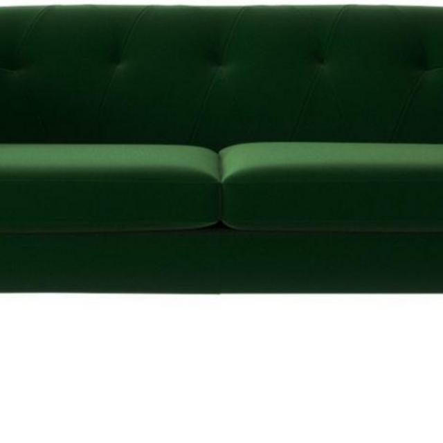 Avec Emerald Green Apartment Sofa with Brass Legs