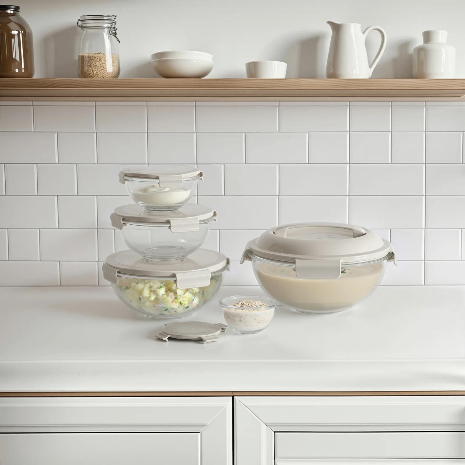 Genicook, 10-Piece Mix, Store & Serve Glass Bowl Set with Lid | Zola