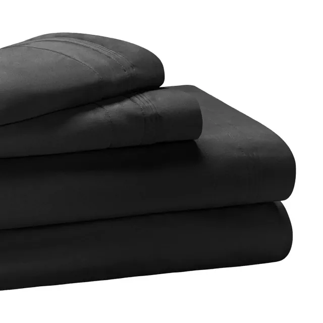 Luxury Cotton 650 Thread Count Solid Deep Pocket Sheet Set, Queen, Black - Blue Nile Mills