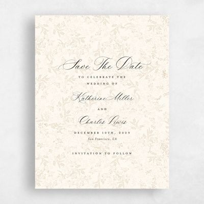 Beige Watercolor Wedding Save the Date - Emma Portrait