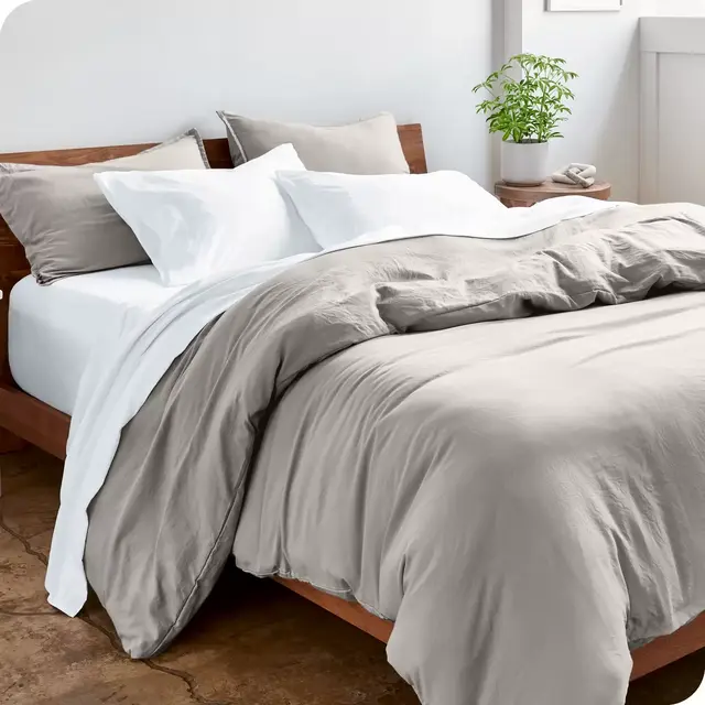 Washed Fog King/Cal King Duvet Cover and Sham Set by Bare Home