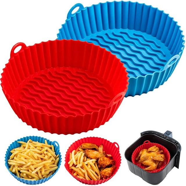 Air Fryer Silicone Liners, Combler Silicone Air Fryer Liners 2-Pack, Food Safe Air Fryers Silicone Pot, Replacement of Parchment Paper, Reusable Thick Silicone Air Fryer Basket Fits 3 - 5QT Air Fryer