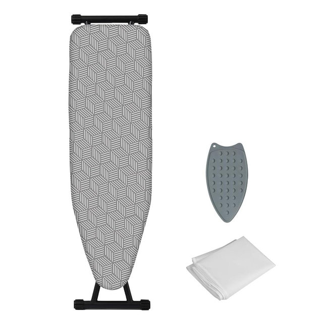 Ironing Board Adjustable Height Folding Ironing Board with Iron Pad, Heat-Resistant Cover, Thick Steel Tube Compact Iron Board (Grey)