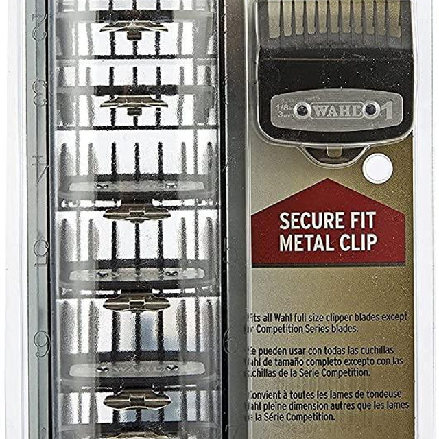 Wahl Professional Premium Black Cutting Guides #3171-500 - 1/8" to 1" - Fits All Full Size Wahl Clippers (Excludes Detachable Blade Clippers) 8 Pack