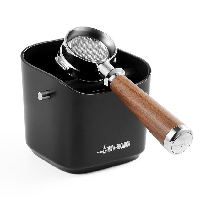 MHW-3BOMBER Espresso Knock Box, 1.2L(15 Cups) Coffee Knock Box with Removable Knock Bar and Anti-slip Pads for Espresso Puck, Coffee Ground, Durable Espresso Accessories, Black GB5967B-OS