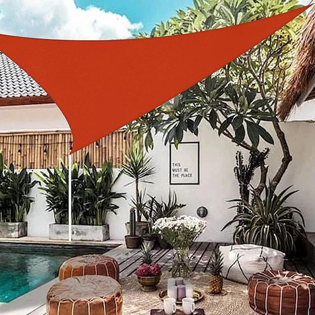 Husawka Shade Sail Triangle 16'×16'×16' Orange UV Block Canopy Waterproof Sun Shade for Backyard Patio Garden Pool Customized
