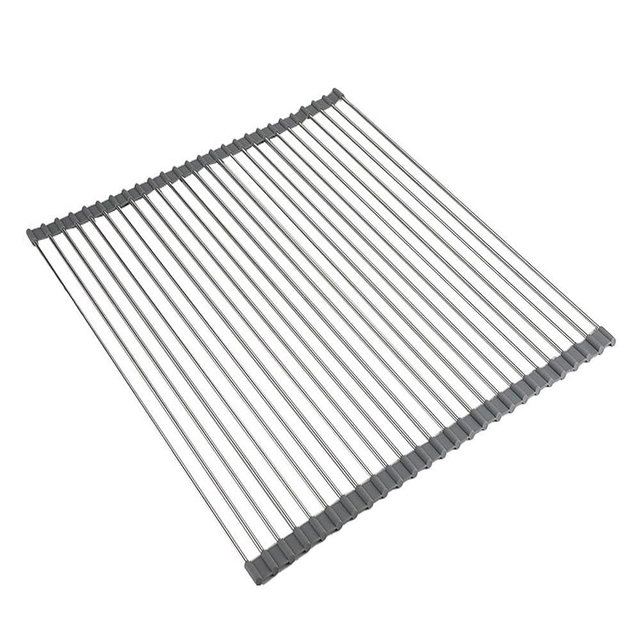 Ahyuan Roll up Dish Drying Rack Over The Sink Kitchen Roll up Sink Drying Rack Portable Dish Drainer Foldable Dish Drying Rack (Warm Gray, 20.5''X19.7'')