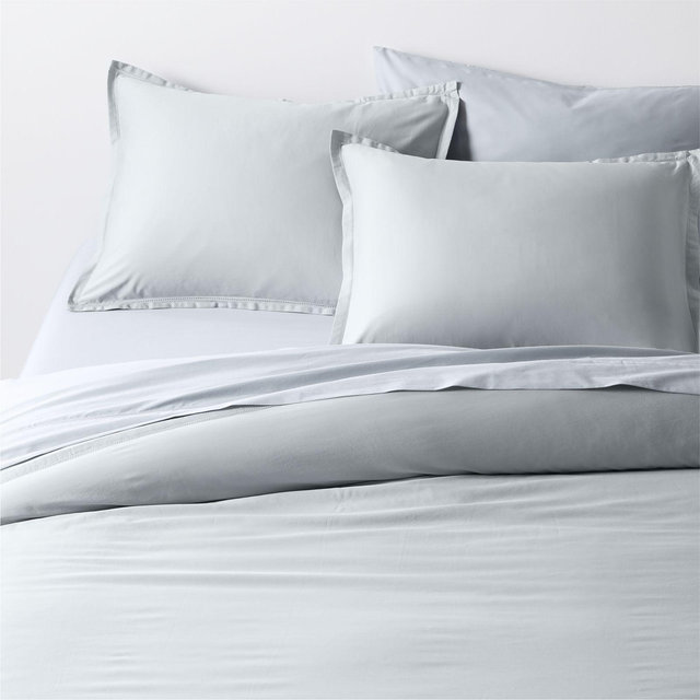 Serene Washed Organic Cotton Sateen Light Mist Blue King Duvet Cover