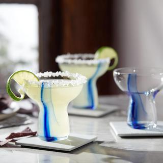 Blue Ribbon Stemless Margarita Glasses, Set of 6