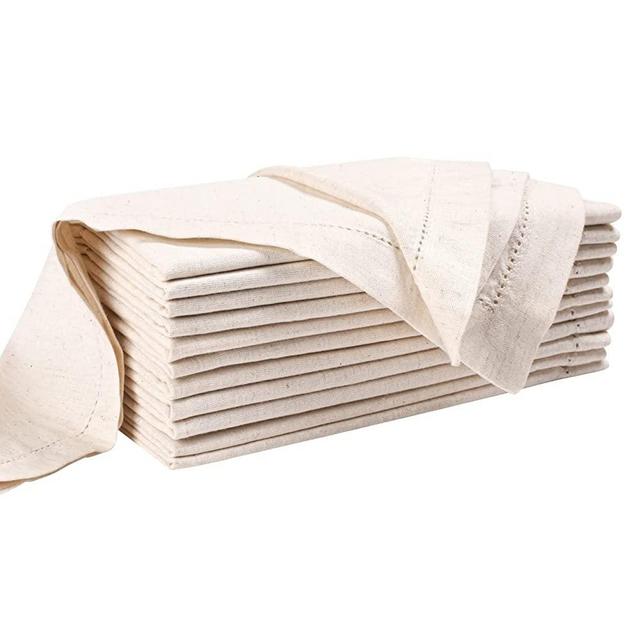 Linen Flax Napkin, Cloth Napkins, Napkins Cloth Washable, Cloth Napkins Set of 12, Flax Linen Napkins, Napkins Cloth, Natural Cloth Napkin, Hemstitched Dinner Napkins - 18x18 Inch - Natural