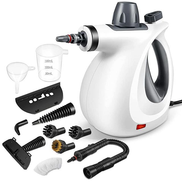 Handheld Steam Cleaner, Pressurized Steam Cleaner with 11 Piece Accessory Set for Home Use, Multi-Surface All Natural Steamer for Cleaning Carpet, Grout and Car