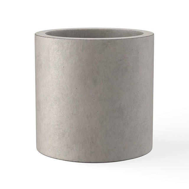 Kante 15.7" Dia Round Concrete Planter, Modern Style Large Cylindrical Plant Pot with Drainage Hole and Rubber Plug for Indoor Outdoor Patio, Weathered Concrete