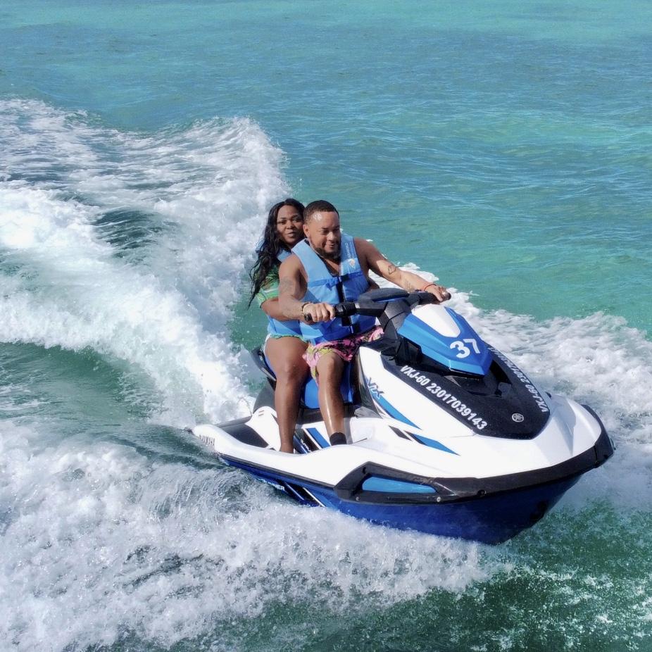 Jet ski shenanigans in Cancun Mexico. I’m usually the adventurous one, but on this day right here, Quinzell was having the time of his life and I was terrified. He had to take me back to the shore.