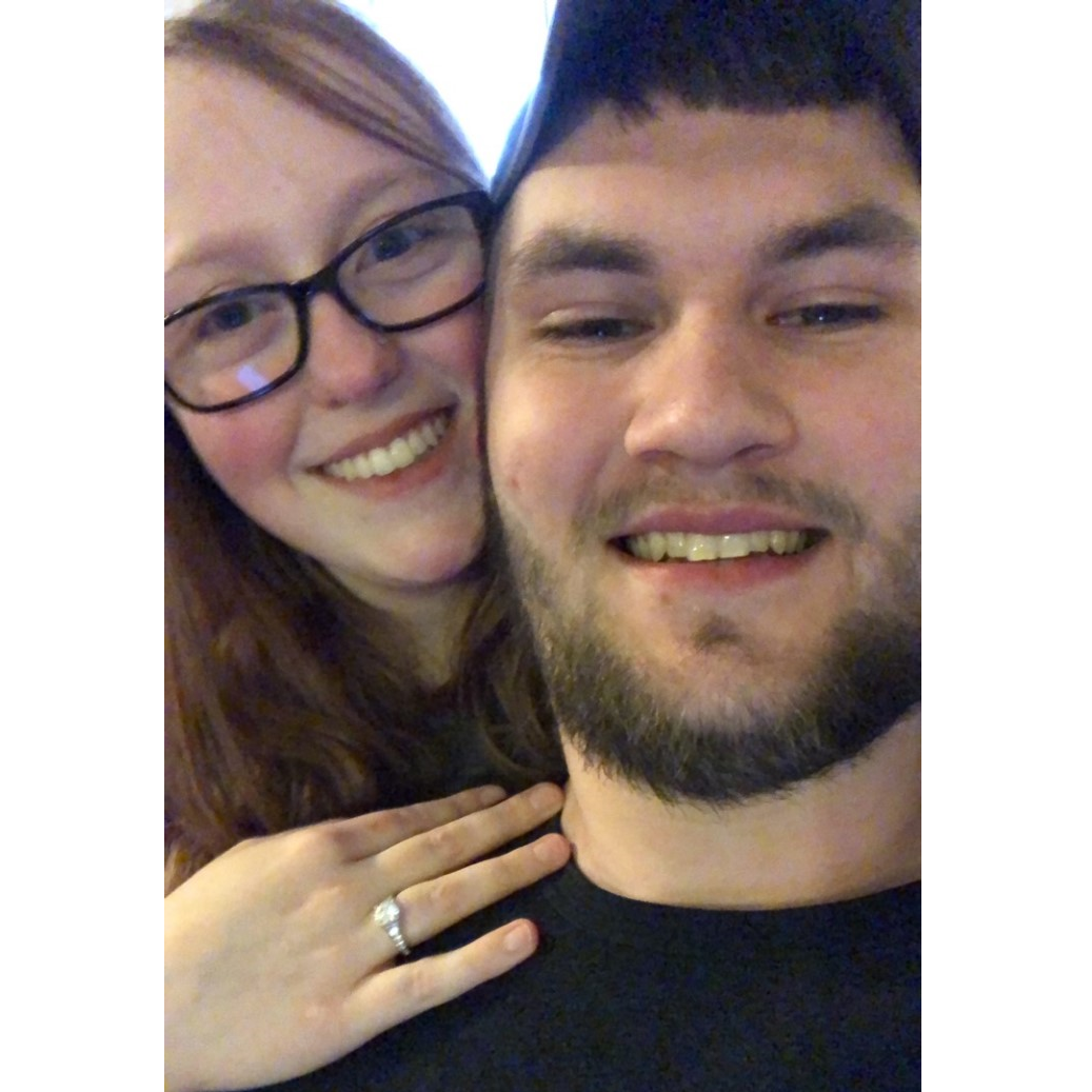 Our photo right after he proposed!