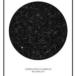 Star map printout from our wedding day