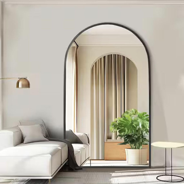 Dovelina 39 in. W x 67 in. H Arched Black Framed Full Length Mirror Aluminum Alloy Floor Mirror HD-2024020624