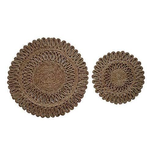 Toockies Hand Made Organic Jute Trivets/Hot Pads in Unique Sun Pattern- Set of 2 (SC 10006)