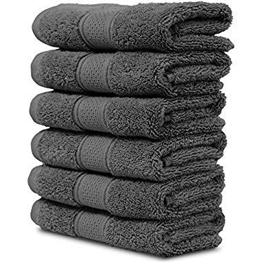 6 Piece Washcloth Set. 2017(New Collection). Premium Quality Turkish Towels. Super Soft, Plush and Highly Absorbent. Set Includes 6 Pieces of Washcloths. By Maura (Washcloth - Set of 6, Space Gray)