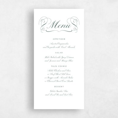 Forest, Green Wedding Menu - Ventana Letterpress