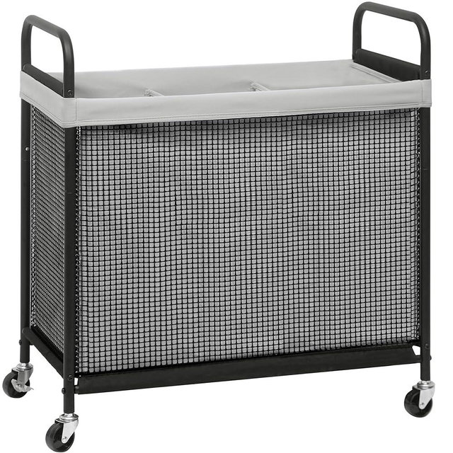STORAGE MANIAC Rolling Laundry Hamper with Wheels 3-Section Laundry Sorter Rolling Laundry Basket on Wheels Laundry Cart with Removable Bag Clothes Hamper Laundry Organizer Bathroom Bedroom 120L Grey