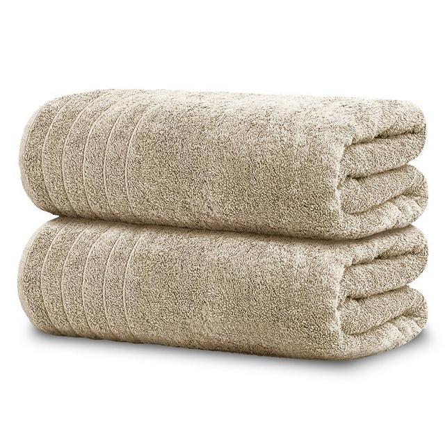 Tens Towels Large Bath Sheets, 100% Cotton, 35x70 inches Extra Large Bath Towel Sheets, Lighter Weight, Quicker to Dry, Super Absorbent, Oversized Bath Towels (2PC Bath Sheets Set, Beige)