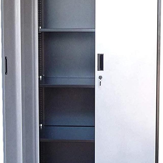 Metal Storage Cabinet 71" Tall, Lockable Doors and Adjustable Shelves, 70.86" Tall x 31.5" W x 15.75" D, Great Steel Locker for Garage, Kitchen Pantry, Office and Laundry Room (Silver Doors)