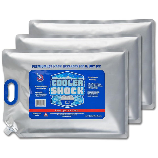 Cooler Shock Reusable Ice Packs for Cooler - Long-Lasting Cold Freezer Packs for Coolers & Lunch Bags - Cooler Ice Packs for Lunch Box, School, Beach, Fishing, Camping Gear