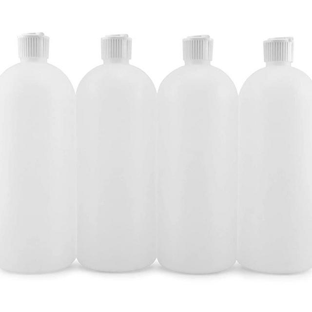 32-Ounce Flip Top Plastic Squeeze Bottles (4-Pack); Spout Style Tops, Natural Color
