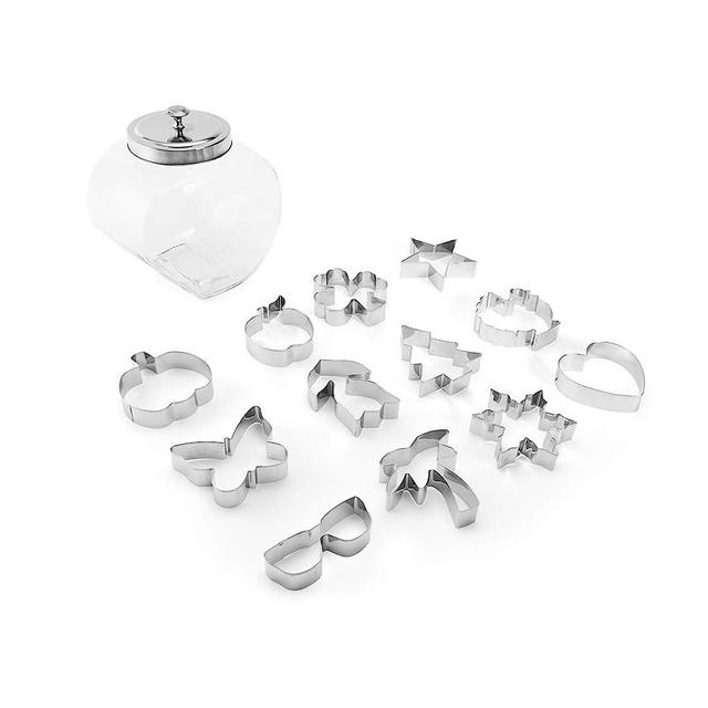 Chicago Metallic Month Cookie Cutter Set in Glass Jar, 12-Piece, Silver