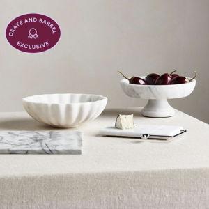 French Kitchen Marble Scalloped Serving Bowl