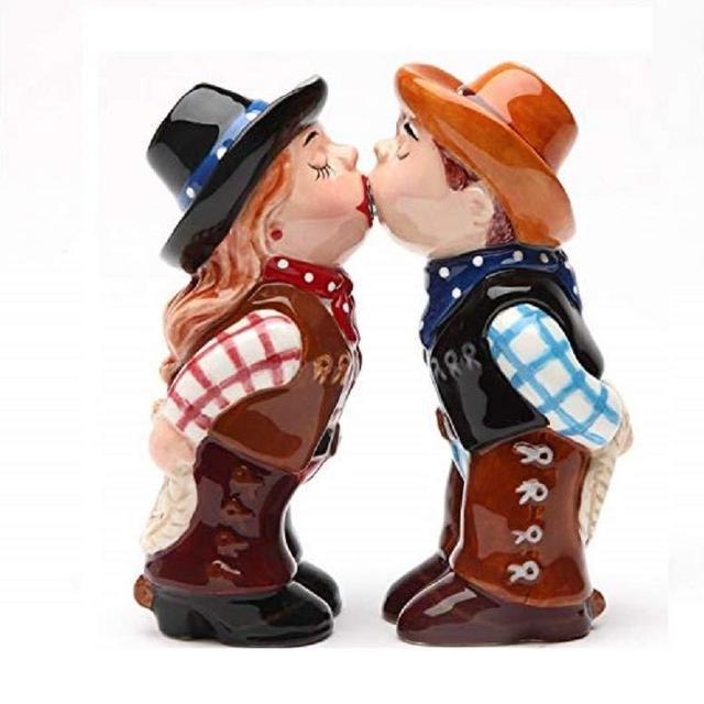 Cowboy and CowgirlMagnetic Ceremic Salt and Pepper Shakers