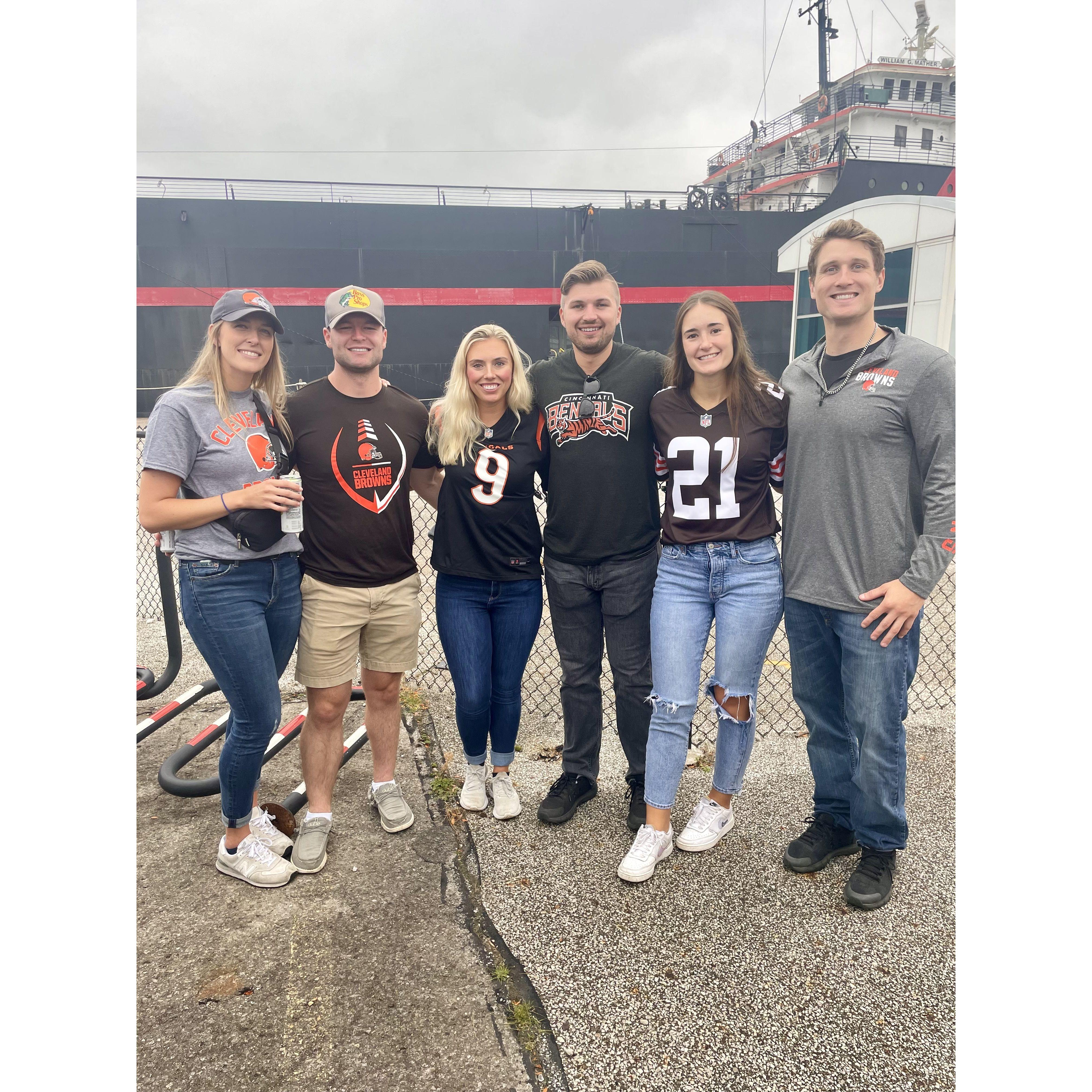 Browns game with groomsman Kyle and his wife Brittany, as well as friends Carter and Erin. September, 2023.