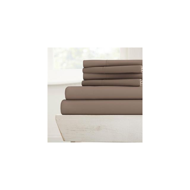 Solid 6 Piece Sheet Set - Ultra Soft, Easy Care - Becky Cameron, Taupe, Queen