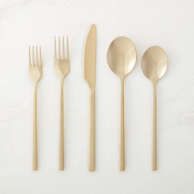 20-Piece Pin Shiny Gold Flatware Set