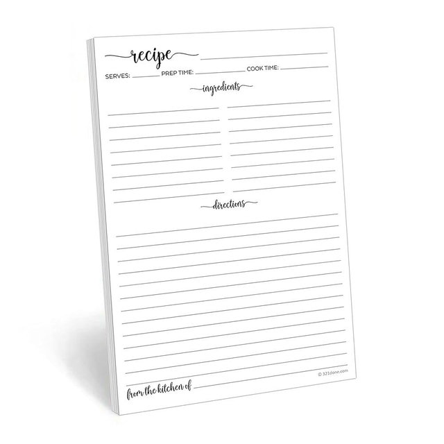 321Done Recipe Paper 5.5x8.5 White, 50-Pack, Made in USA, Blank Recipe Paper to Write in Your Own Recipes, Minimalist Half-Letter Size Refill Pages for Recipe Binder, Recipe Box, Recipe Organizer