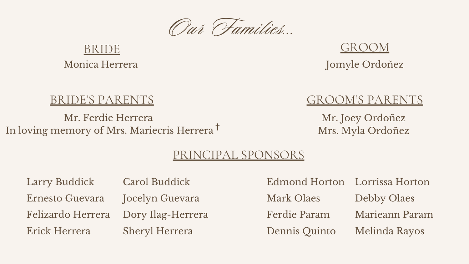 The Wedding Website of Monica Herrera and Jomyle Ordonez