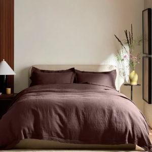 European Linen Double Flange Duvet Cover in Espresso