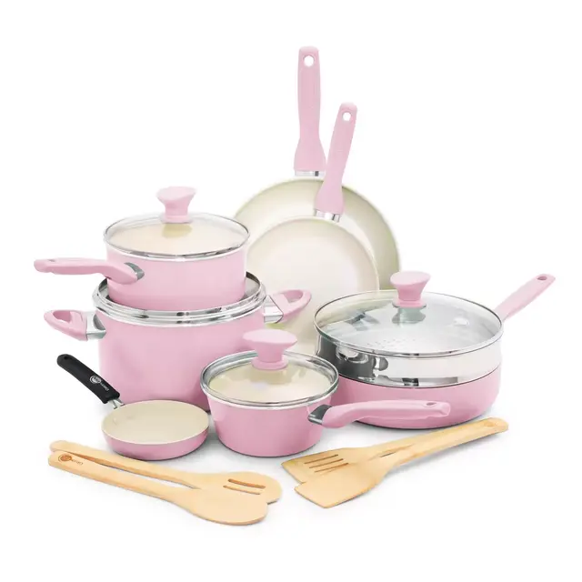 GreenPan™ Rio Ceramic Nonstick 17-Piece Cookware Set in Blush