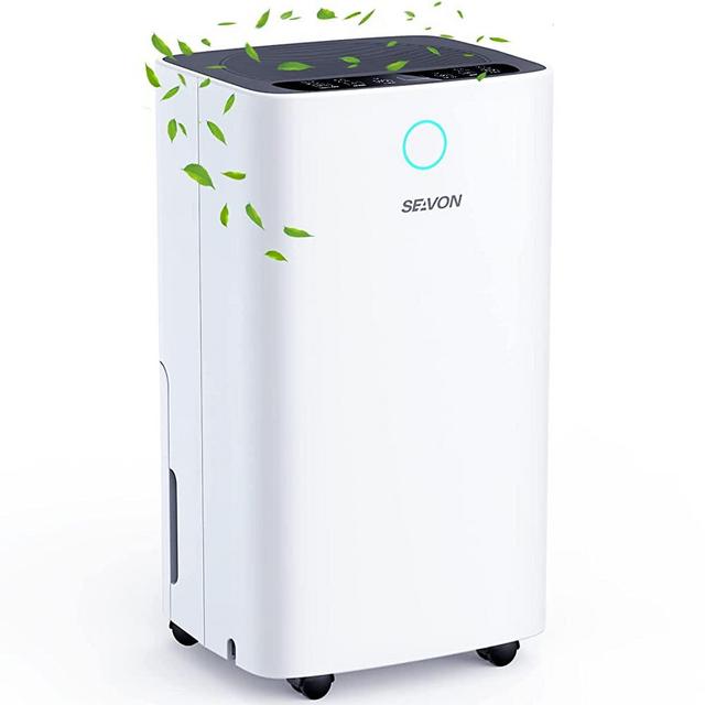 2000 Sq. Ft 30 Pints Dehumidifiers for Home and Basements with Drain Hose, SEAVON Dehumidifiers for Large Space with Auto and Manual Drainage, 12 Hours Timer, Childlock, Auto Defrost, Dry Clothes Continuous Drain Functions, Intelligent Humidity Control