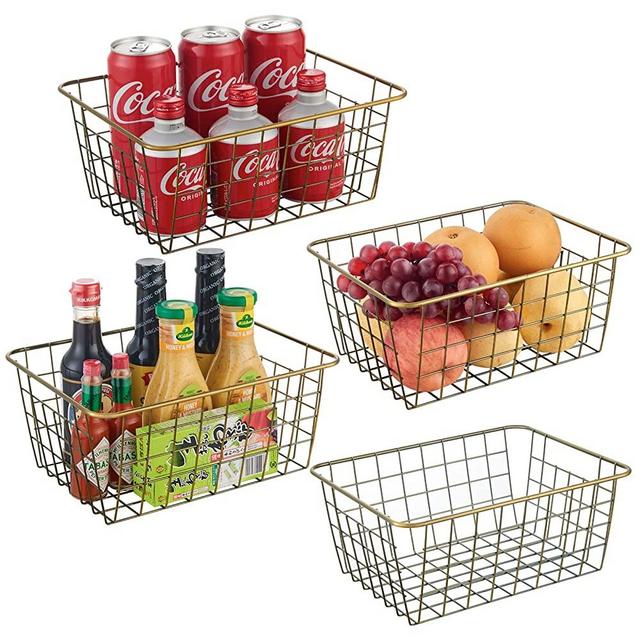Wire Storage Baskets, Household Pantry Baskets 4 Pack, Wire Baskets For Organizing, Countertop, Closet, Bedroom, Bathroom, Make Life Tidier Metal Basket