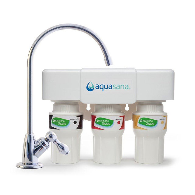 Aquasana 3-Stage Under Sink Water Filter System - Kitchen Counter Claryum Filtration - Filters 99% Of Chlorine - Chrome Faucet - AQ-5300.56