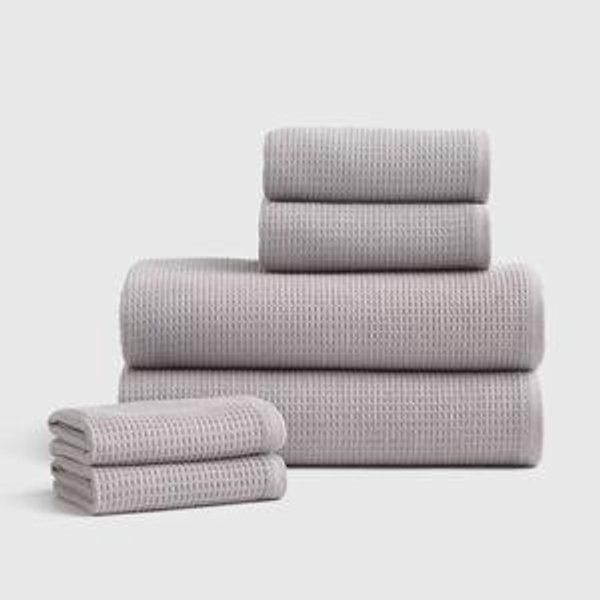 Turkish Waffle Terry Bath Towel Bundle - Grey
