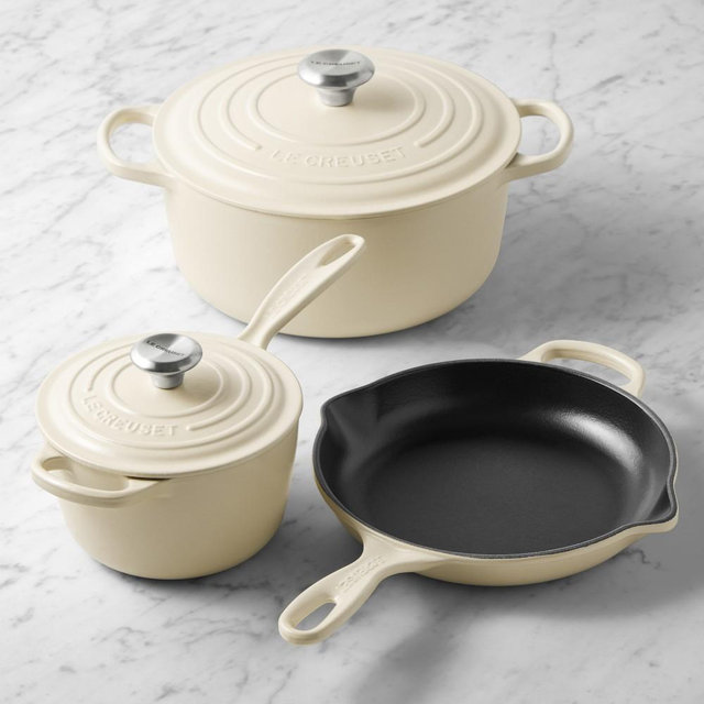 Le Creuset Signature Enameled Cast Iron 5-Piece Cookware Set, Brioche