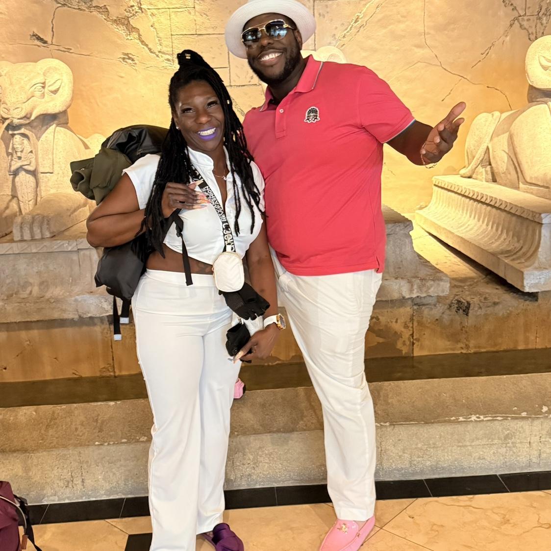 Smiling in this picture, like we wasn’t “hit up” by Vegas. I’m talking about right at the end too! We had been doing so great the whole time. Then we got on that dam slot machine loL. 
Vegas mann