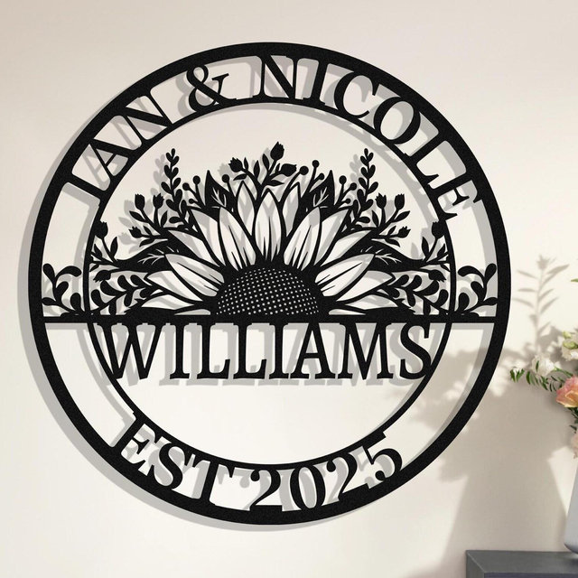 Personalized Wedding Sign Gifts, Custom Last Name Established Sign, Family Name Metal Wall Art,Anniversary Couple Gifts for Her,Housewarming