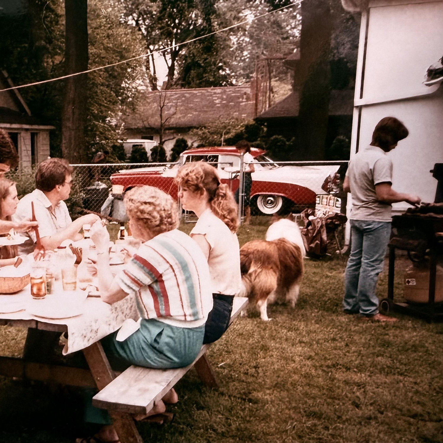 Ruth, Thomas, Dog Benjamin, John, Laurie, Virginia - 547 Backyard