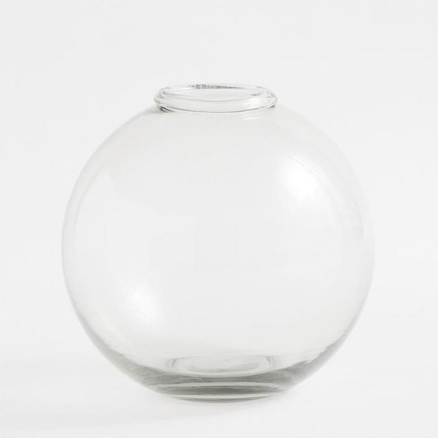 Round Recycled Glass Vases, 12", Clear